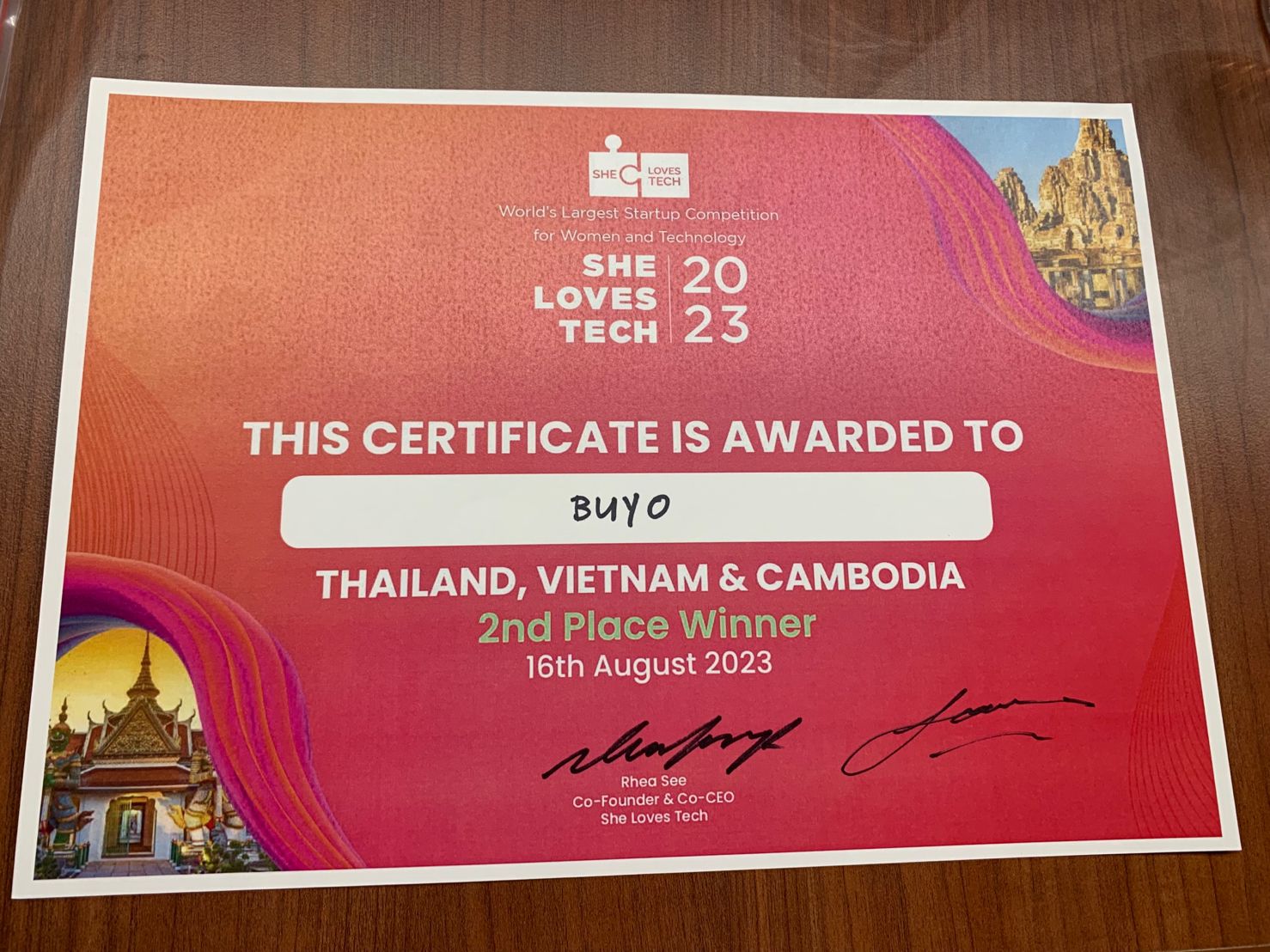 BUYO won 2nd place at She Loves Tech Thailand-Vietnam-Cambodia'23